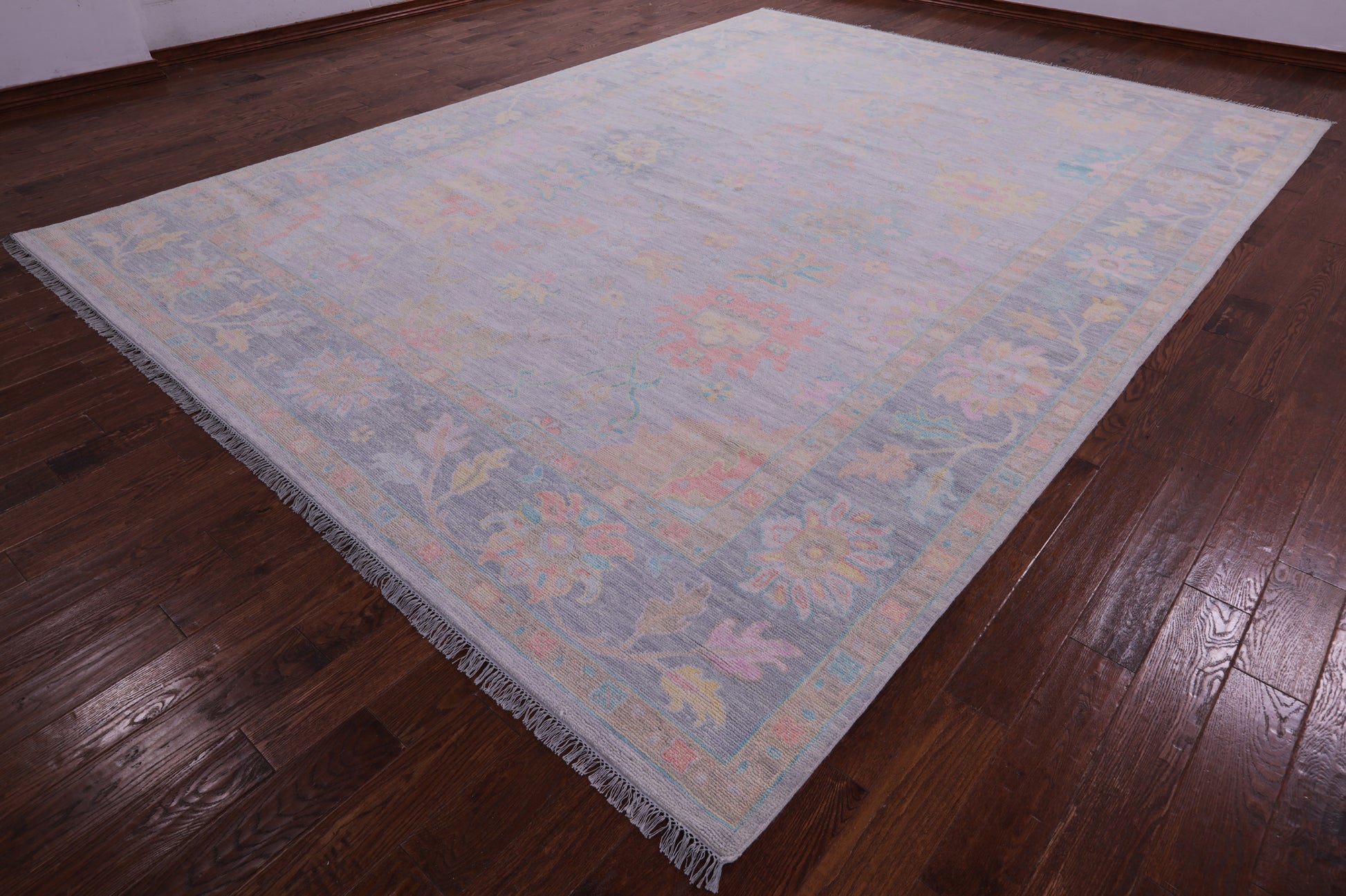 Grey Turkish Oushak Hand Knotted Wool Rug - 10' 3" X 13' 11" - Golden Nile