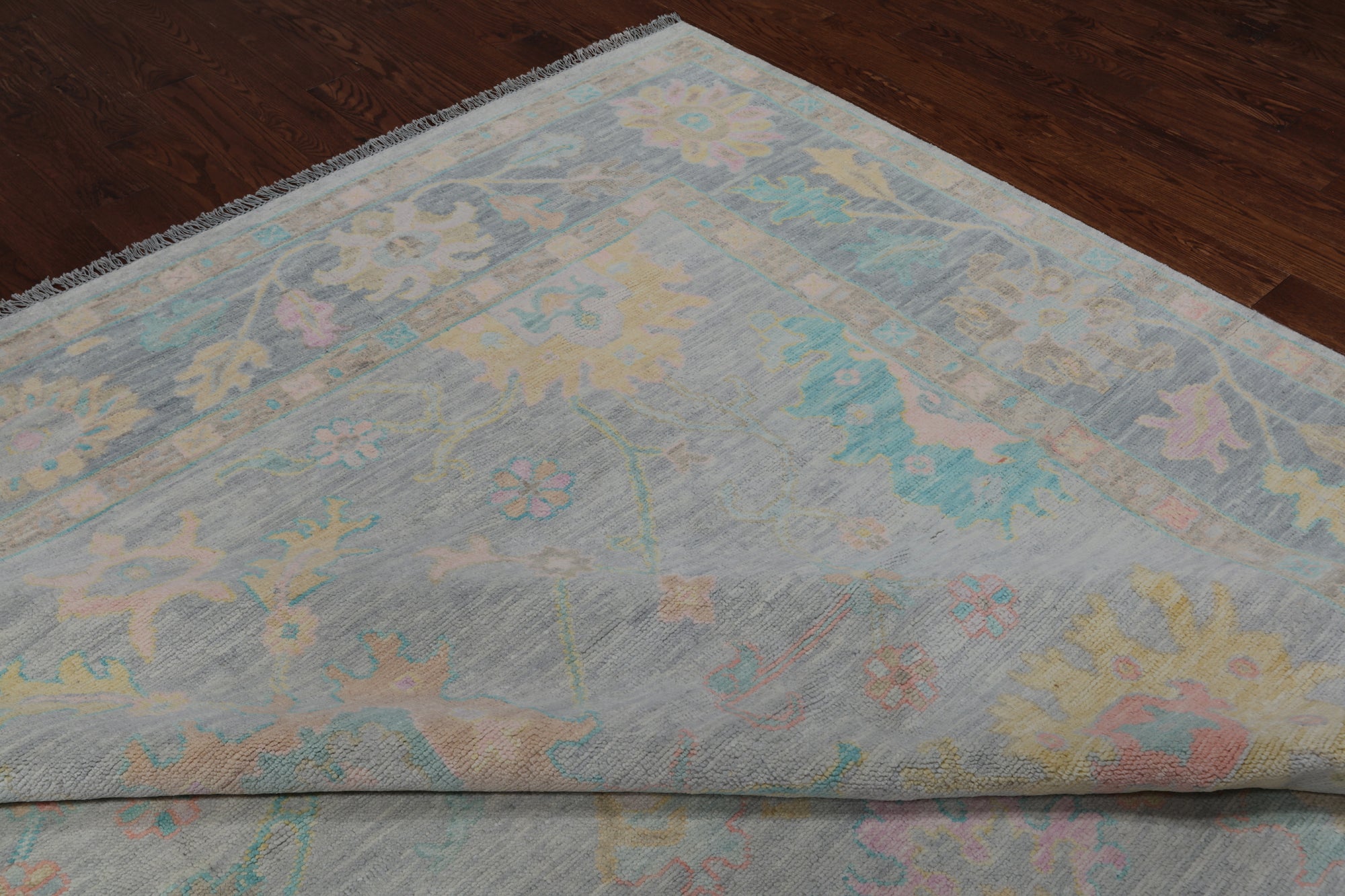 SUPER SALE Grey Turkish Oushak Hand Knotted Wool Rug - 10' 3" X 13' 11"