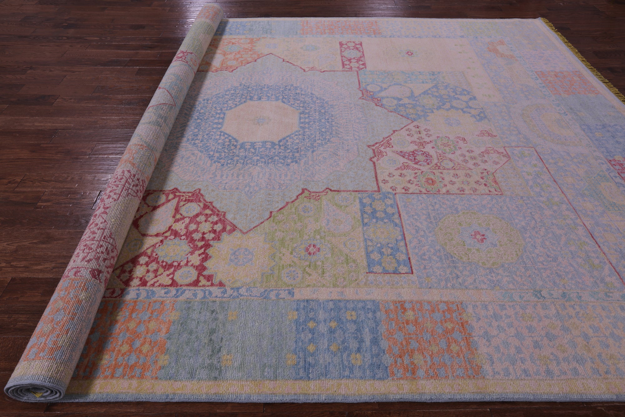 Geometric Persian Mamluk Hand Knotted Wool Rug - 10' 3" X 13' 11" - Golden Nile