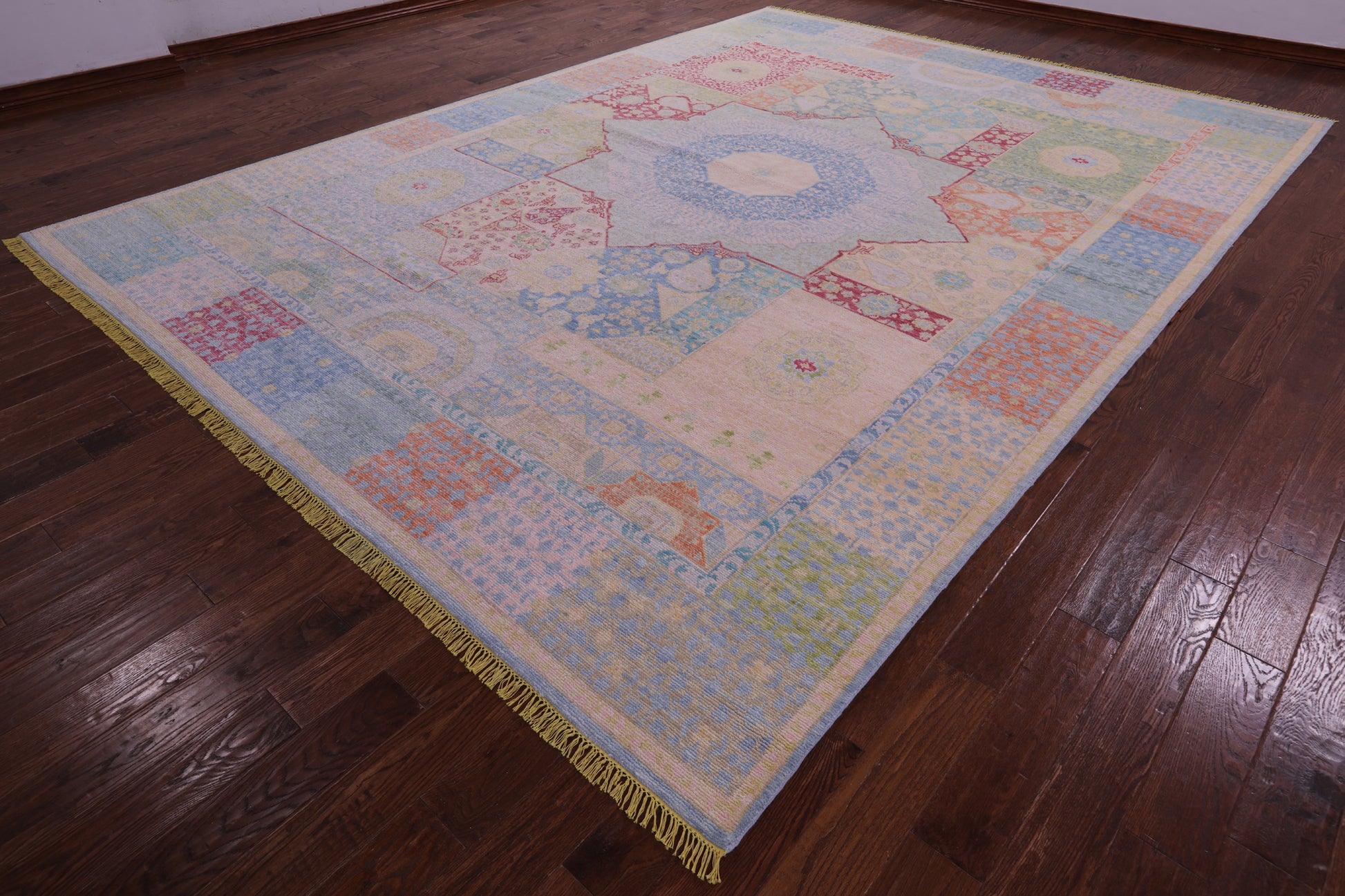 Geometric Persian Mamluk Hand Knotted Wool Rug - 10' 3" X 13' 11" - Golden Nile