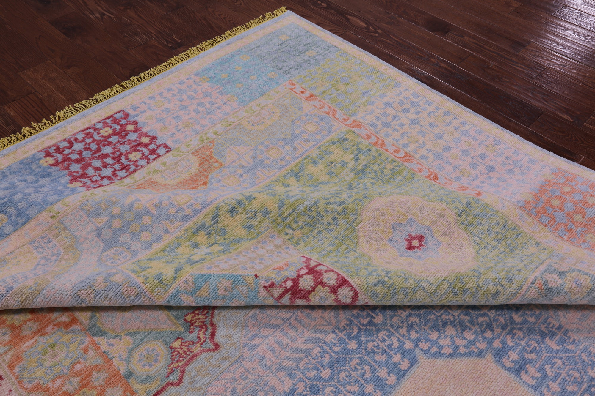 Geometric Persian Mamluk Hand Knotted Wool Rug - 10' 3" X 13' 11" - Golden Nile