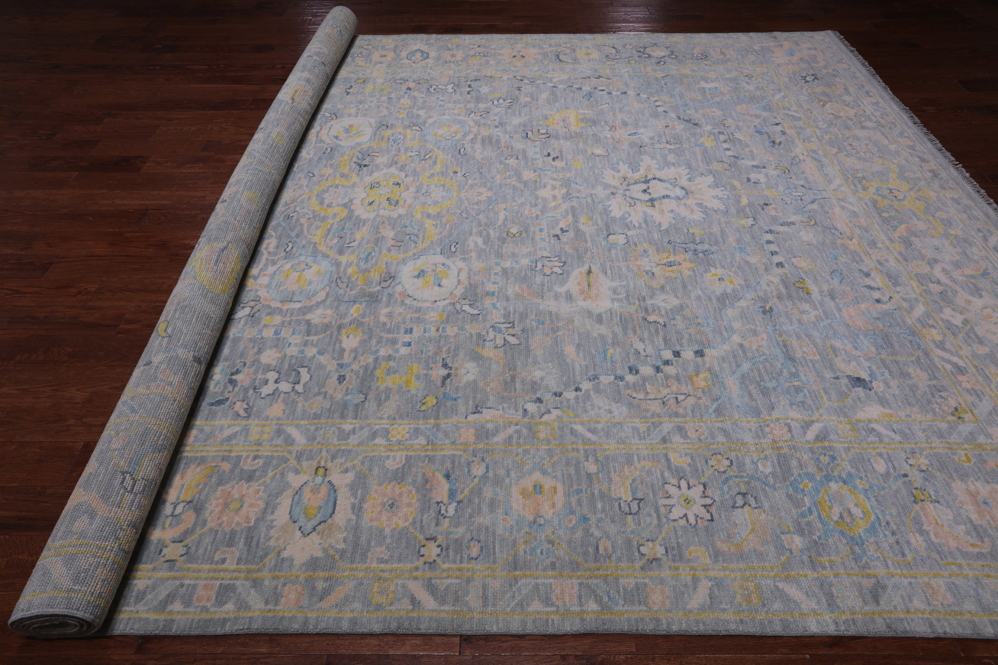 Grey Persian Tabriz  Hand Knotted Wool Rug - 10' 2" X 14' 2"