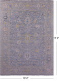 Grey Persian Tabriz  Hand Knotted Wool Rug - 10' 2" X 14' 2" - Golden Nile