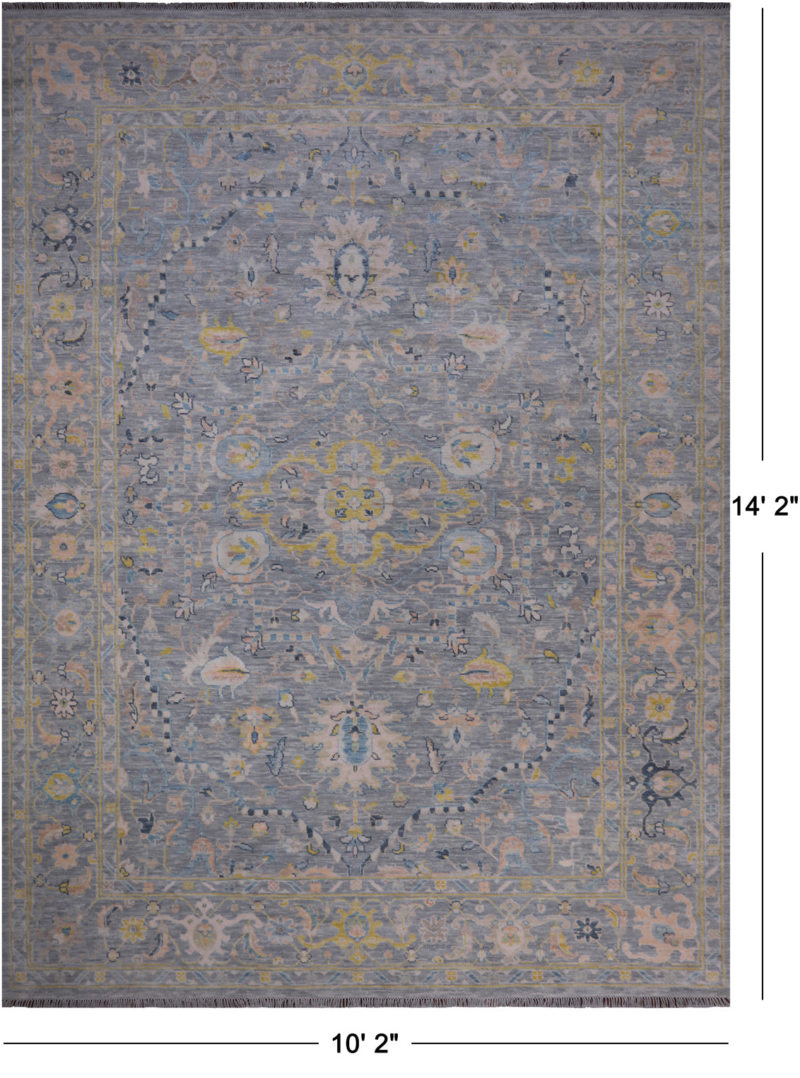 Grey Persian Tabriz  Hand Knotted Wool Rug - 10' 2" X 14' 2"