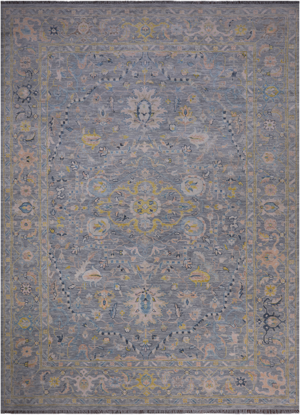 Grey Persian Tabriz  Hand Knotted Wool Rug - 10' 2" X 14' 2"