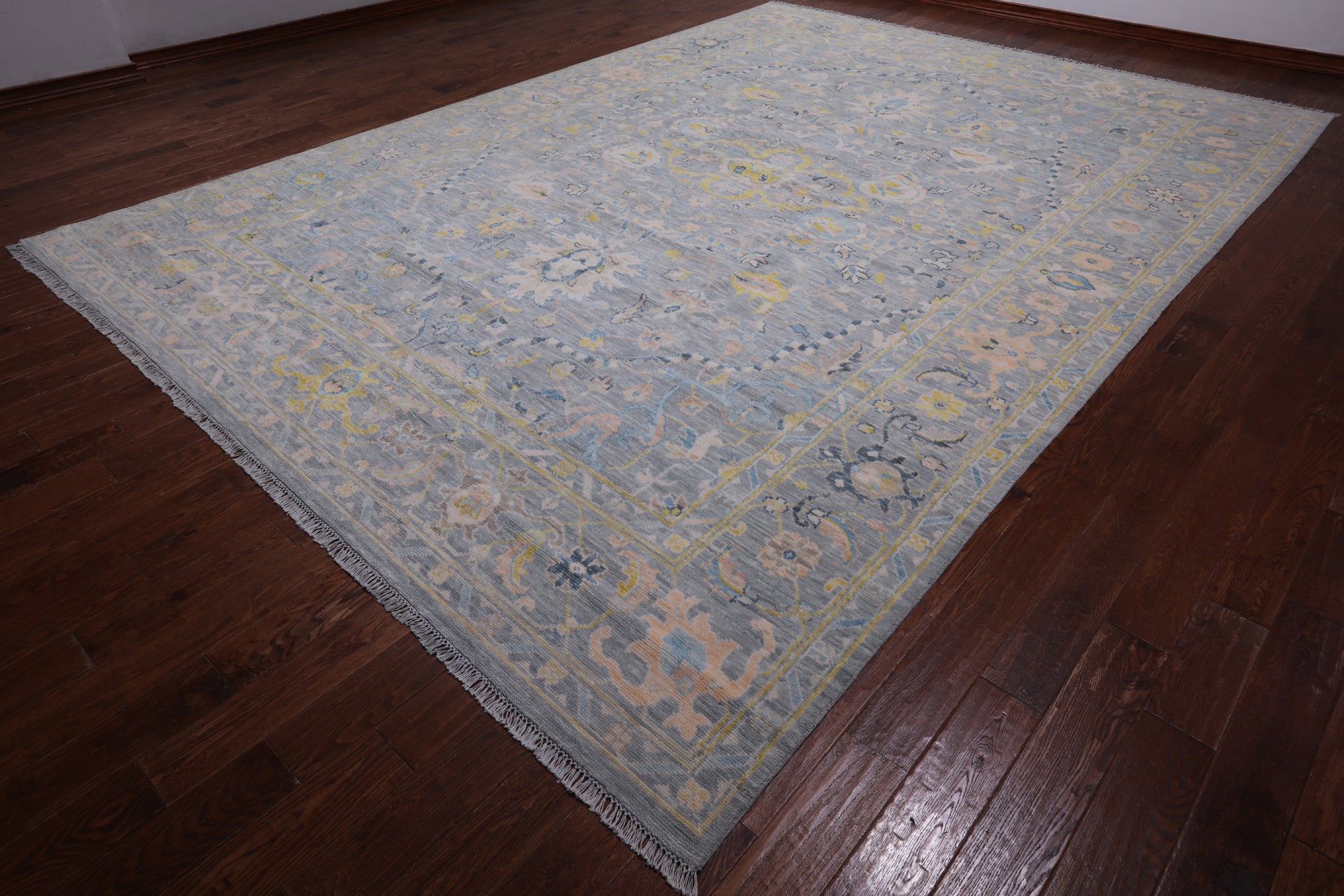 Grey Persian Tabriz  Hand Knotted Wool Rug - 10' 2" X 14' 2"