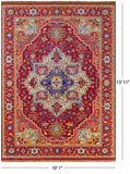 Red Geometric Fine Serapi Hand Knotted Wool Rug - 10' 1" X 13' 11" - Golden Nile