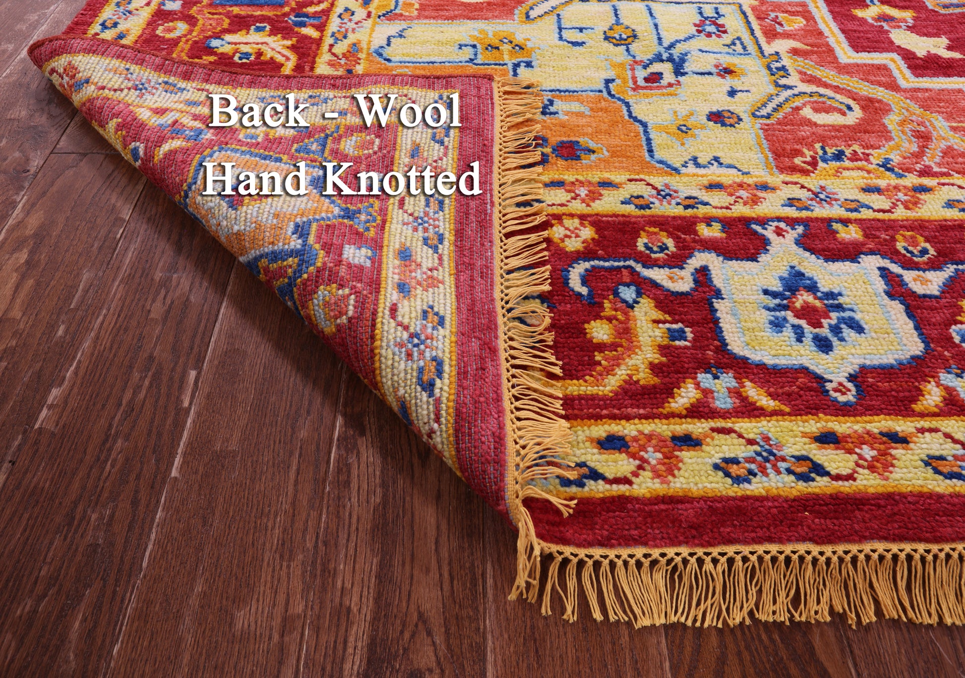 Red Geometric Fine Serapi Hand Knotted Wool Rug - 10' 1" X 13' 11" - Golden Nile