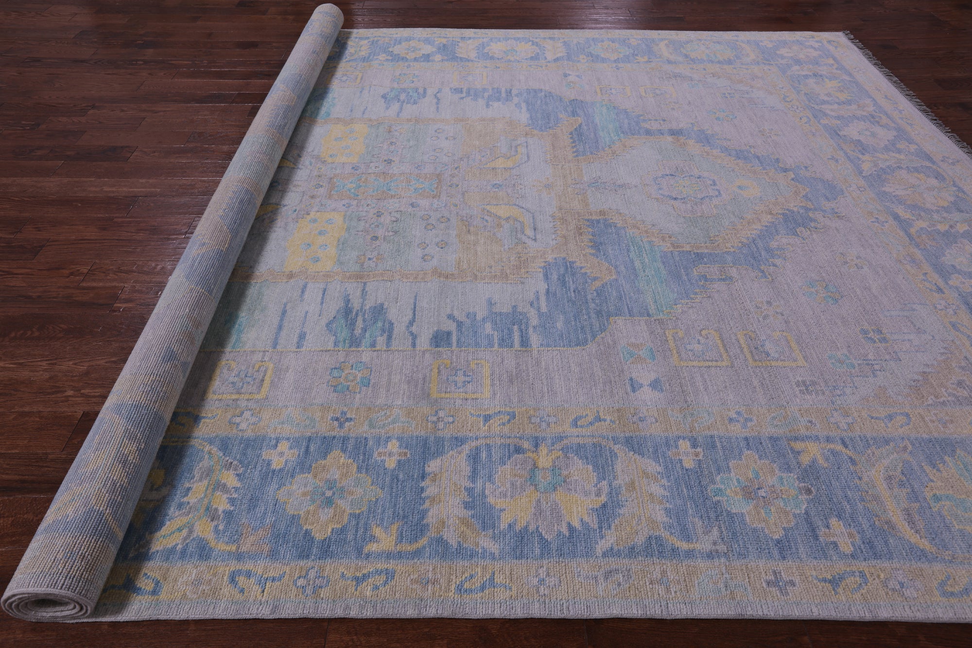 Geometric Fine Serapi Hand Knotted Wool Rug - 10' 3" X 14' 3" - Golden Nile