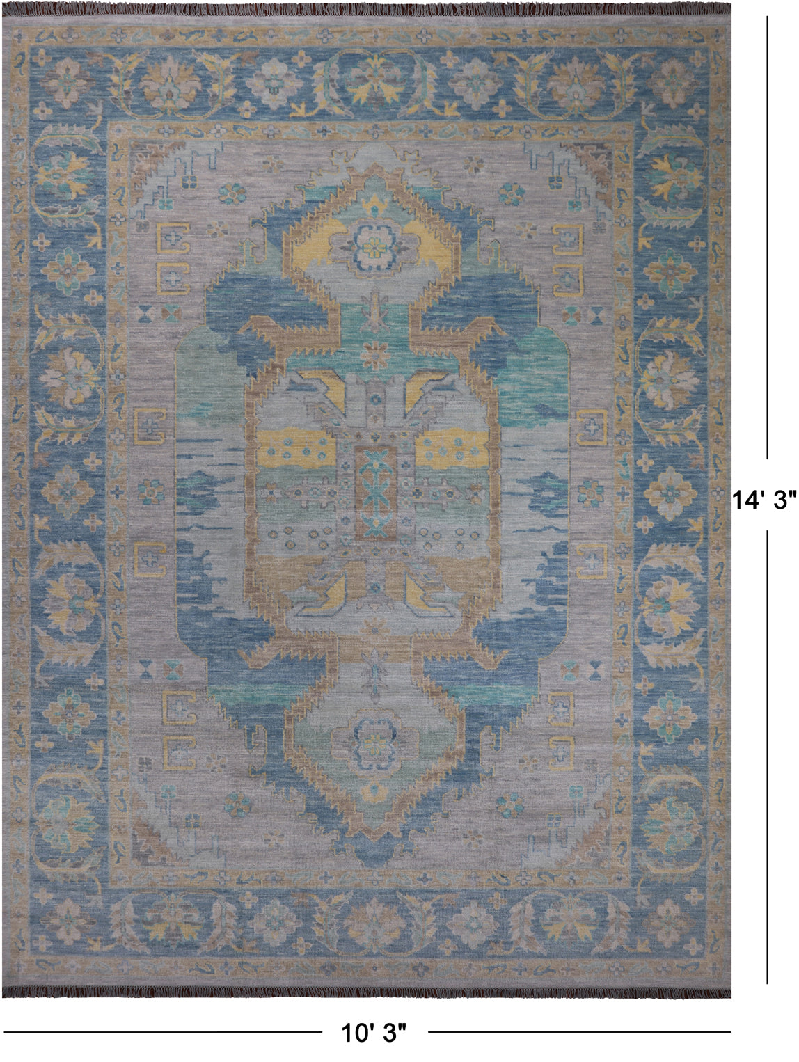 Geometric Fine Serapi Hand Knotted Wool Rug - 10' 3" X 14' 3"