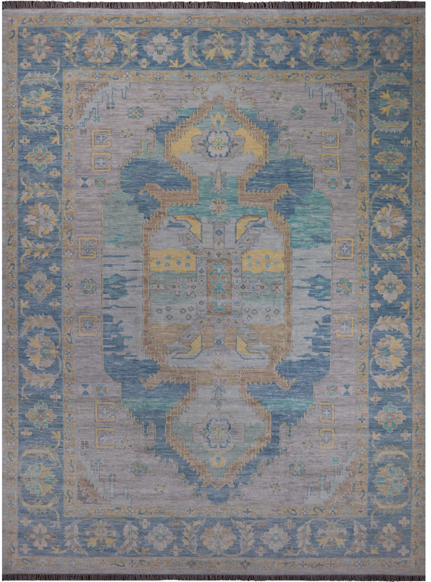 Geometric Fine Serapi Hand Knotted Wool Rug - 10' 3" X 14' 3"