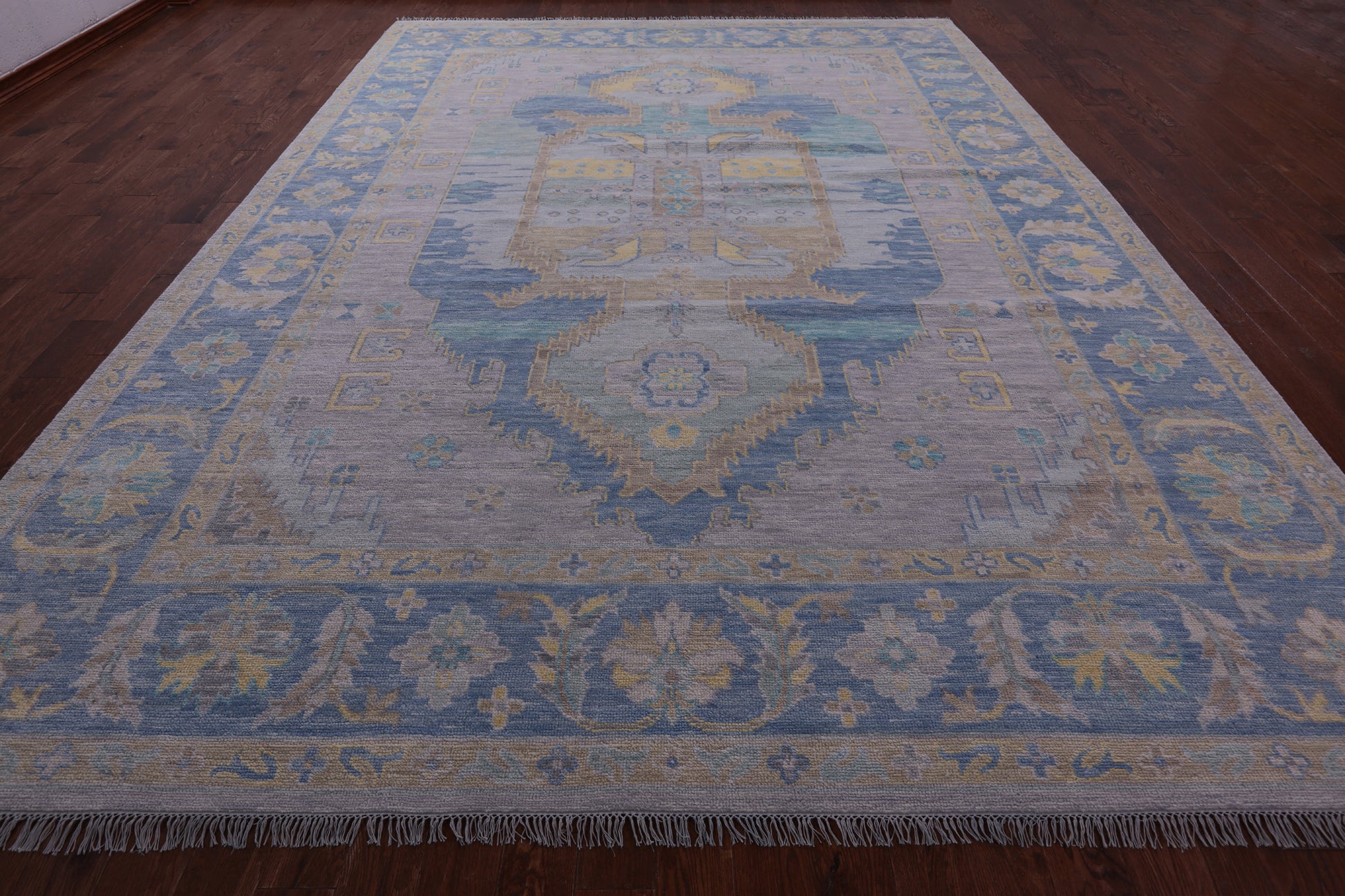 Geometric Fine Serapi Hand Knotted Wool Rug - 10' 3" X 14' 3" - Golden Nile