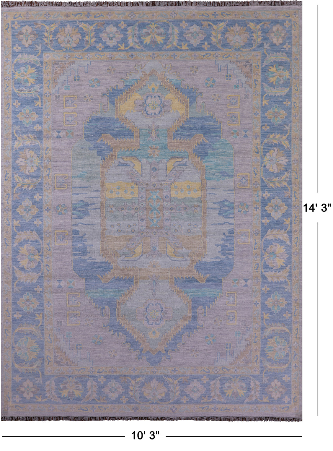 Geometric Fine Serapi Hand Knotted Wool Rug - 10' 3" X 14' 3" - Golden Nile
