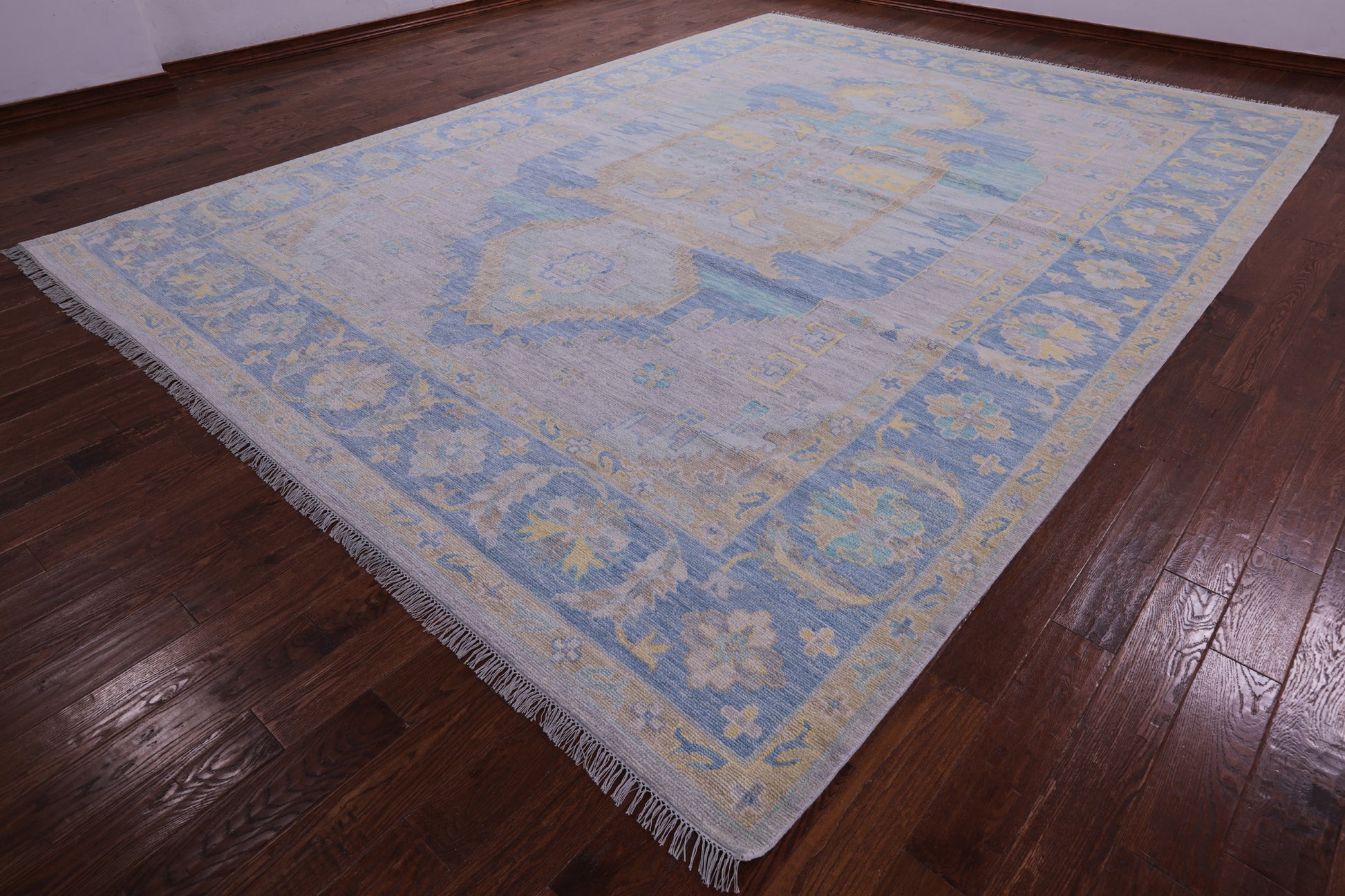 Geometric Fine Serapi Hand Knotted Wool Rug - 10' 3" X 14' 3" - Golden Nile