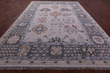 Grey Geometric Fine Serapi Hand Knotted Wool Rug - 10' 3" X 14' 2" - Golden Nile