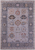 Grey Geometric Fine Serapi Hand Knotted Wool Rug - 10' 3" X 14' 2" - Golden Nile