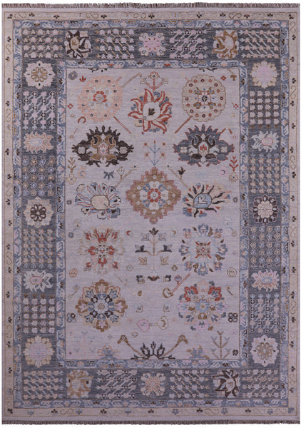 Grey Geometric Fine Serapi Hand Knotted Wool Rug - 10' 3" X 14' 2" - Golden Nile