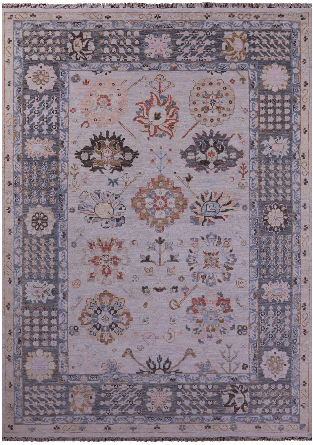 Grey Geometric Fine Serapi Hand Knotted Wool Rug - 10' 3" X 14' 2" - Golden Nile