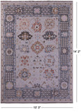 Grey Geometric Fine Serapi Hand Knotted Wool Rug - 10' 3" X 14' 2" - Golden Nile