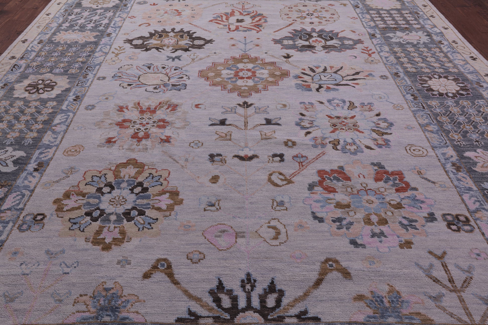 Grey Geometric Fine Serapi Hand Knotted Wool Rug - 10' 3" X 14' 2" - Golden Nile