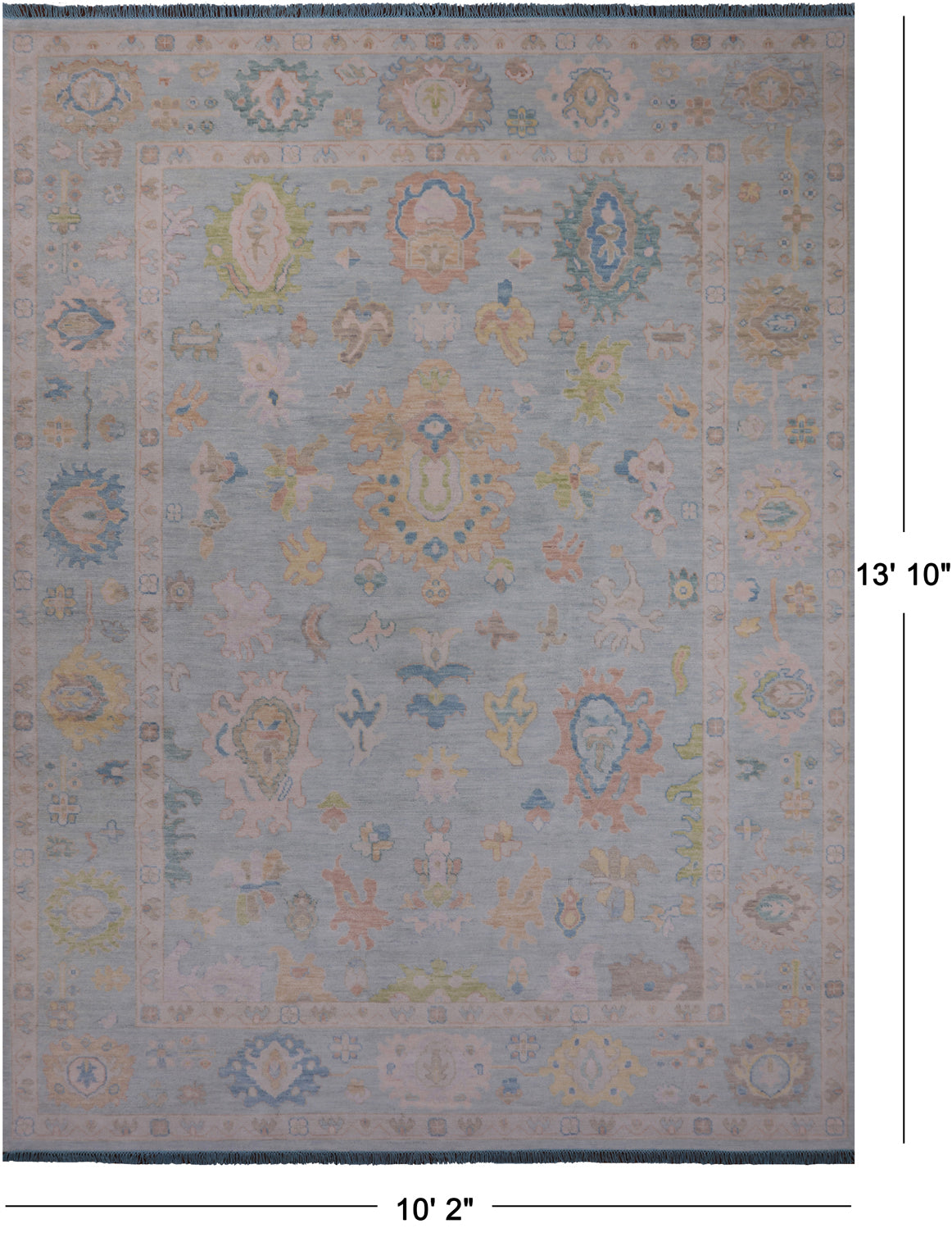SUPER SALE Turkish Oushak Hand Knotted Wool Rug - 10' 2" X 13' 10"