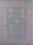 Blue Geometric Fine Serapi Hand Knotted Wool Rug - 10' 0" X 13' 7" - Golden Nile