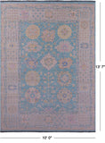 Blue Geometric Fine Serapi Hand Knotted Wool Rug - 10' 0" X 13' 7" - Golden Nile