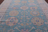Blue Geometric Fine Serapi Hand Knotted Wool Rug - 10' 0" X 13' 7" - Golden Nile