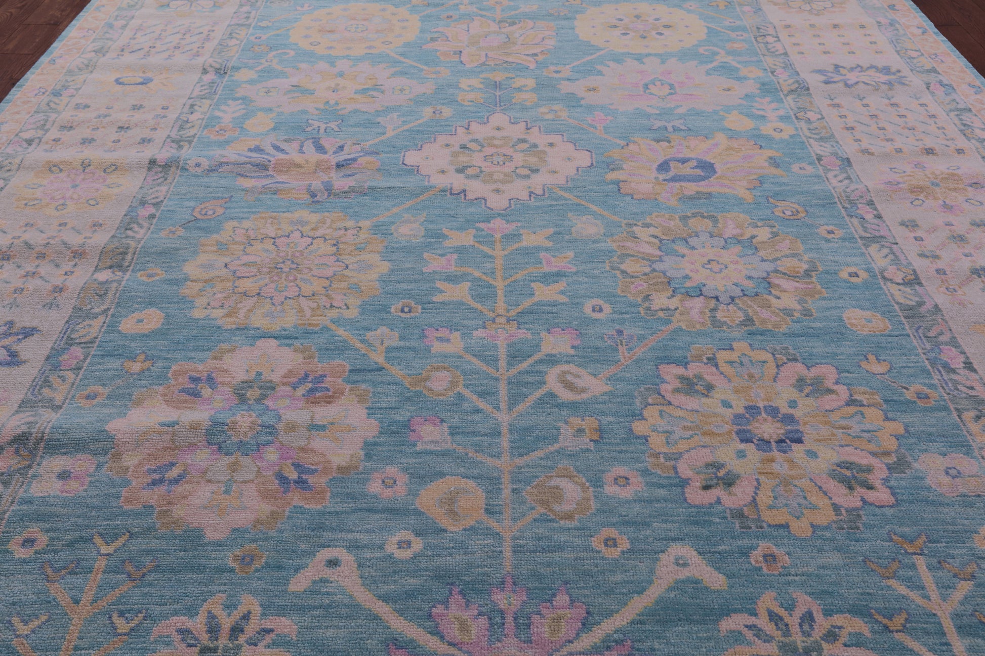 Blue Geometric Fine Serapi Hand Knotted Wool Rug - 10' 0" X 13' 7" - Golden Nile