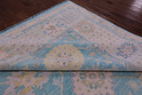 Blue Geometric Fine Serapi Hand Knotted Wool Rug - 10' 0" X 13' 7" - Golden Nile