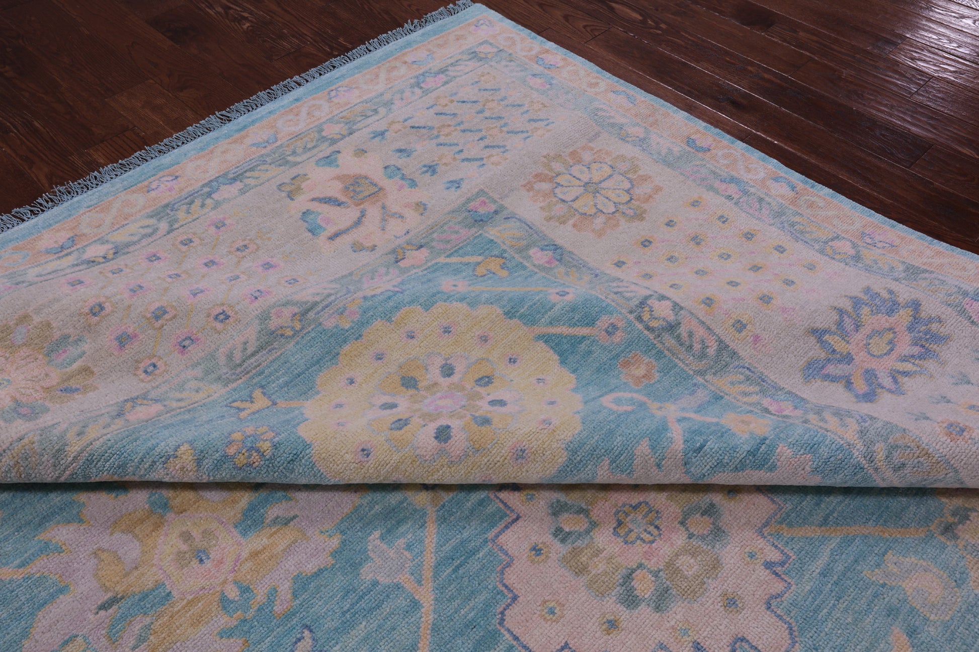 Blue Geometric Fine Serapi Hand Knotted Wool Rug - 10' 0" X 13' 7" - Golden Nile