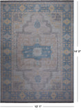 Grey Geometric Fine Serapi Hand Knotted Wool Rug - 10' 1" X 14' 0"