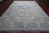 Grey Geometric Fine Serapi Hand Knotted Wool Rug - 10' 1" X 14' 0"