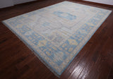 Grey Geometric Fine Serapi Hand Knotted Wool Rug - 10' 1" X 14' 0"