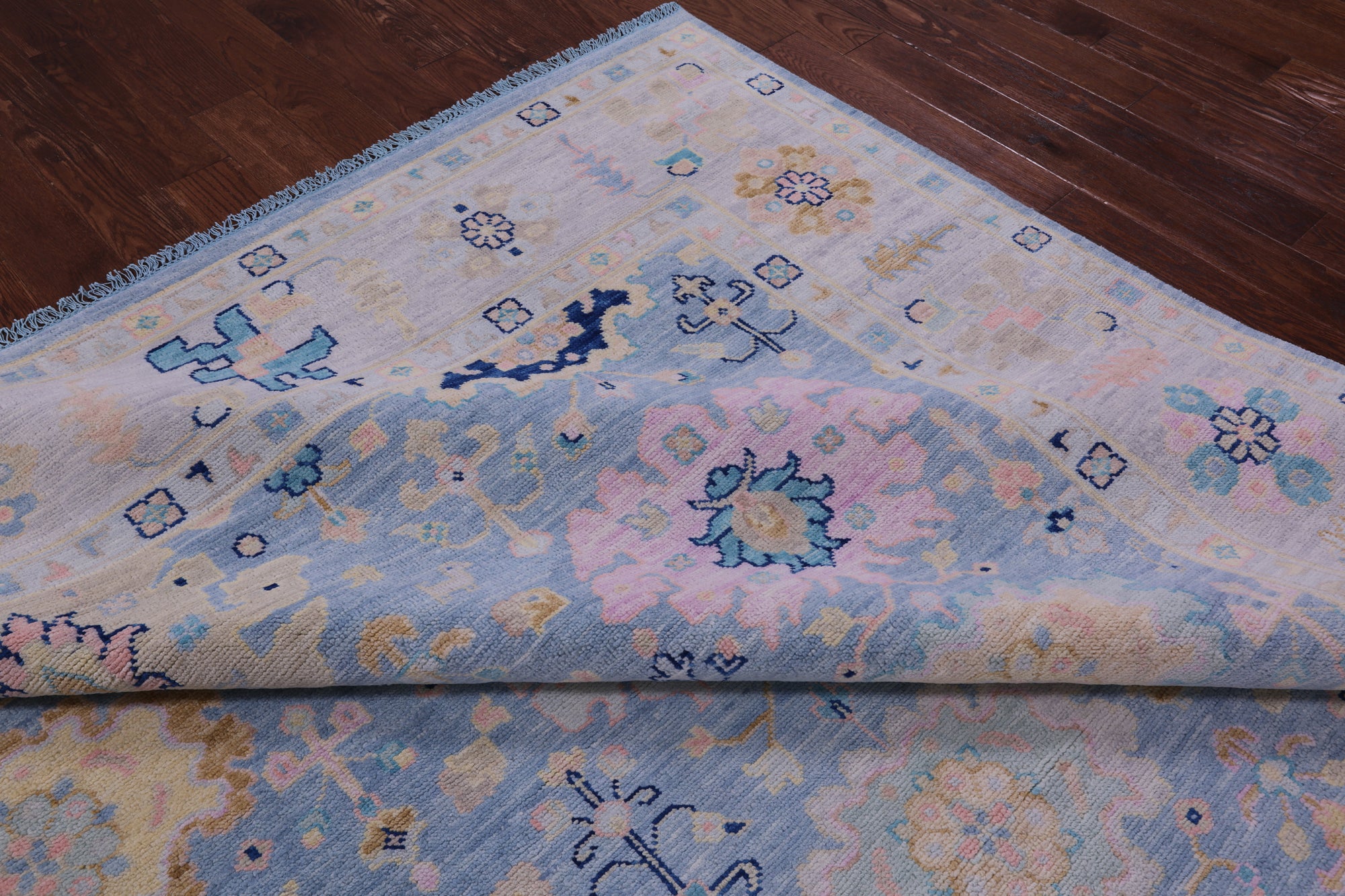 Blue Turkish Oushak Hand Knotted Wool Rug - 10' 1" X 13' 8" - Golden Nile