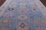 Blue Turkish Oushak Hand Knotted Wool Rug - 10' 1" X 13' 8" - Golden Nile