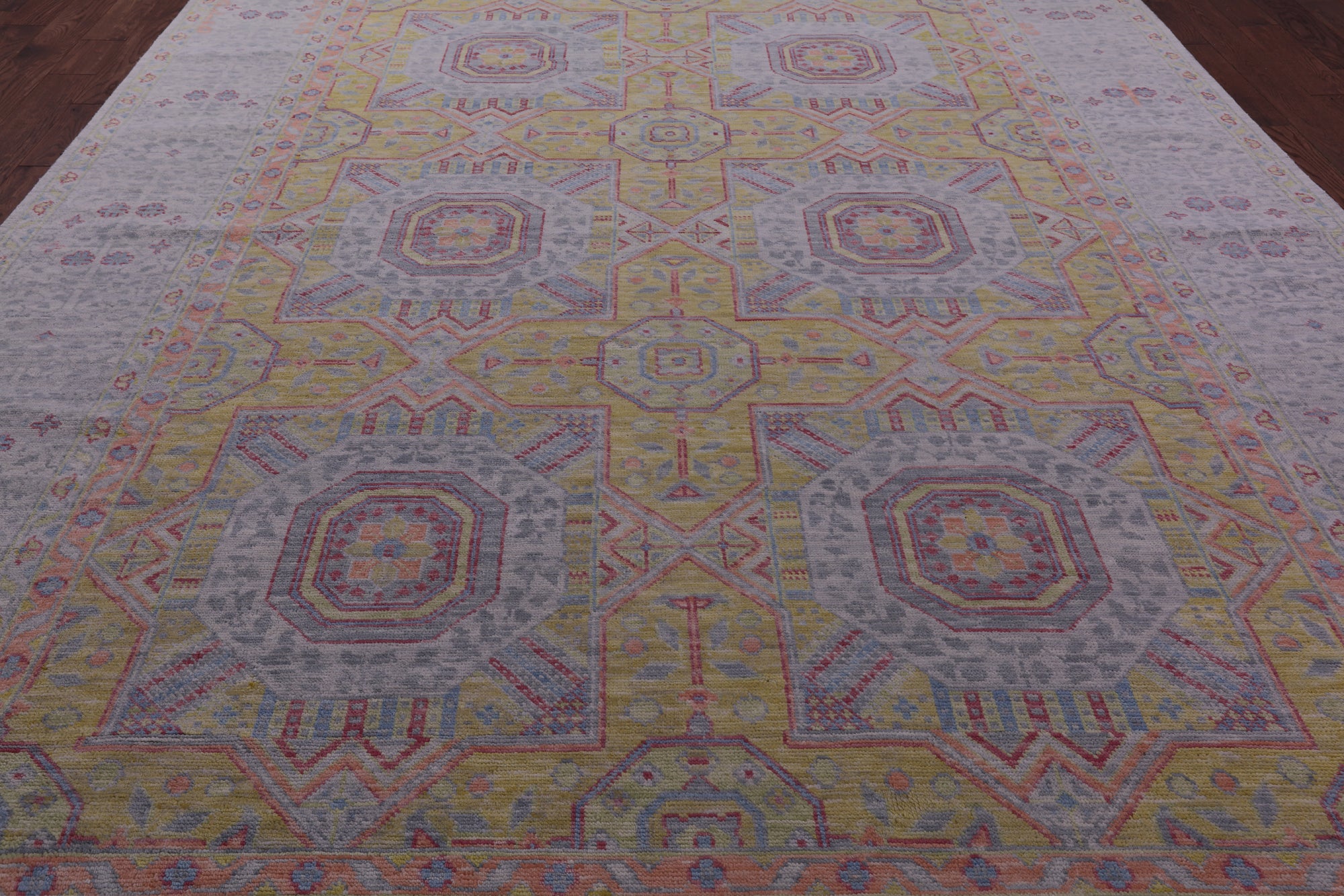 Geometric Persian Mamluk Hand Knotted Wool Rug - 9' 11" X 14' 1" - Golden Nile