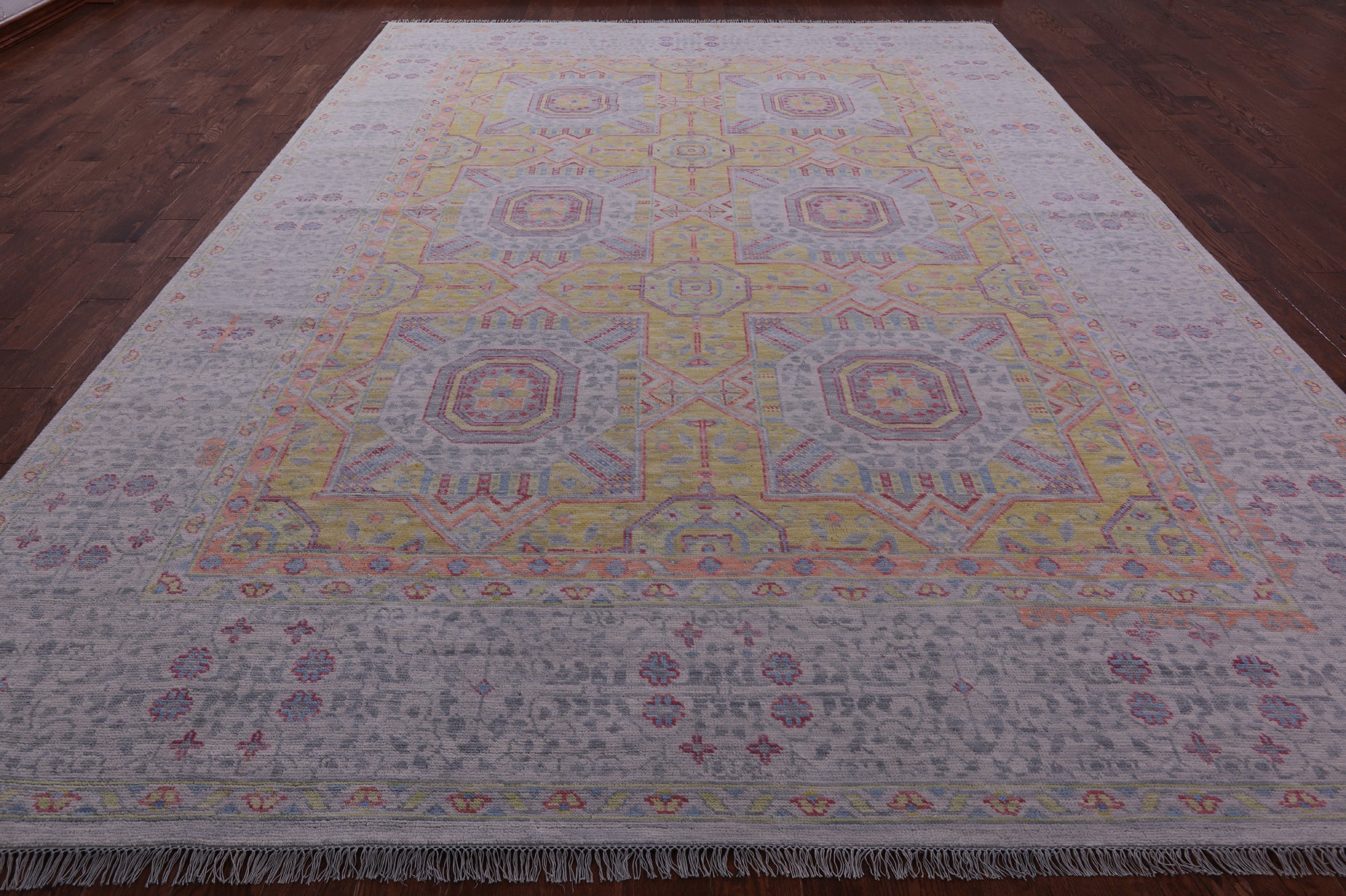 Geometric Persian Mamluk Hand Knotted Wool Rug - 9' 11" X 14' 1" - Golden Nile