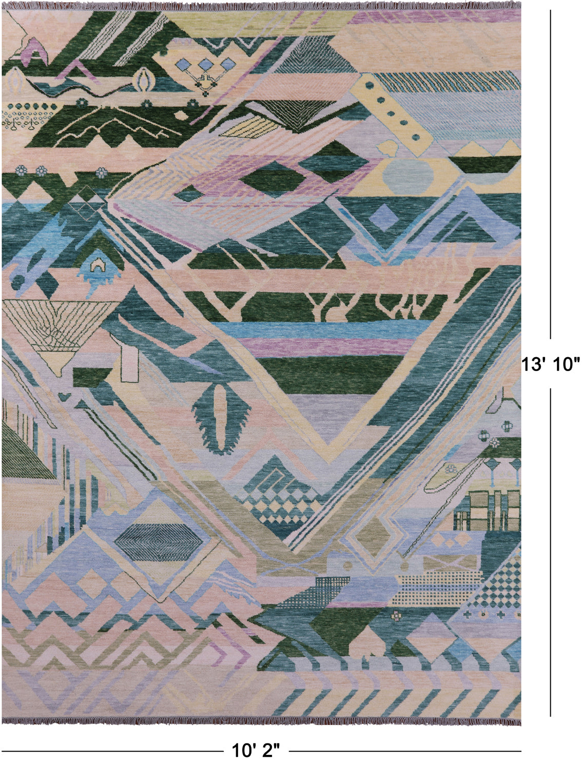 Tribal Moroccan Hand Knotted Wool Rug - 10' 2" X 13' 10" - Golden Nile
