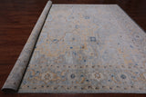 Grey Geometric Fine Serapi Hand Knotted Wool Rug - 11' 11" X 14' 10"