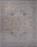 Grey Geometric Fine Serapi Hand Knotted Wool Rug - 11' 11" X 14' 10"