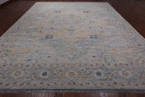 Grey Geometric Fine Serapi Hand Knotted Wool Rug - 11' 11" X 14' 10"