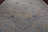 Grey Geometric Fine Serapi Hand Knotted Wool Rug - 11' 11" X 14' 10"
