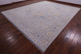 Grey Geometric Fine Serapi Hand Knotted Wool Rug - 11' 11" X 14' 10" - Golden Nile