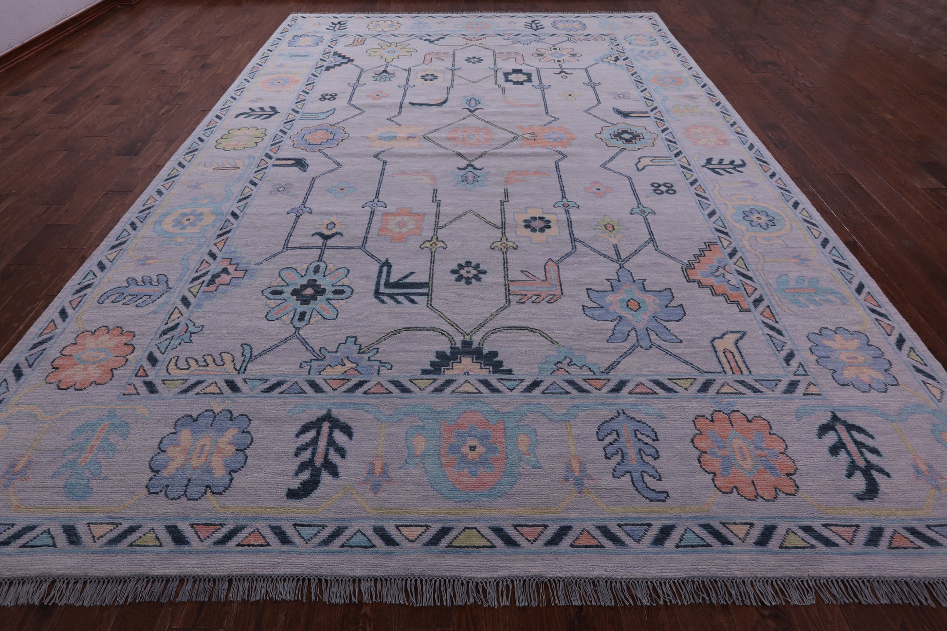 Grey Turkish Oushak Hand Knotted Wool Rug - 10' 0" X 14' 5" - Golden Nile
