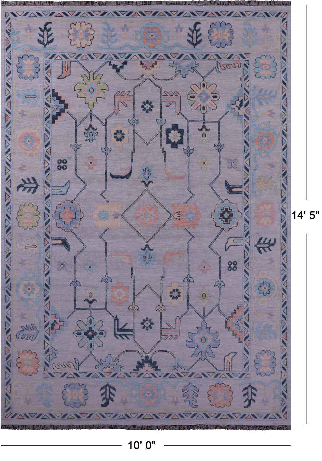 Grey Turkish Oushak Hand Knotted Wool Rug - 10' 0" X 14' 5" - Golden Nile
