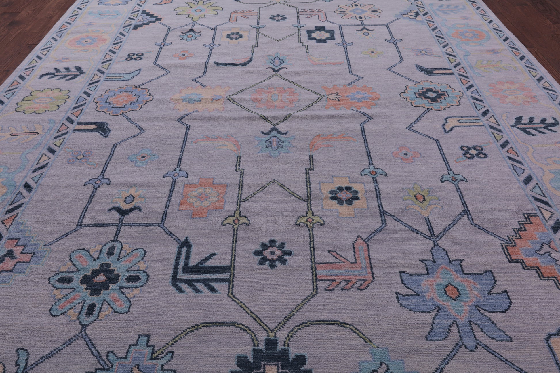 Grey Turkish Oushak Hand Knotted Wool Rug - 10' 0" X 14' 5" - Golden Nile