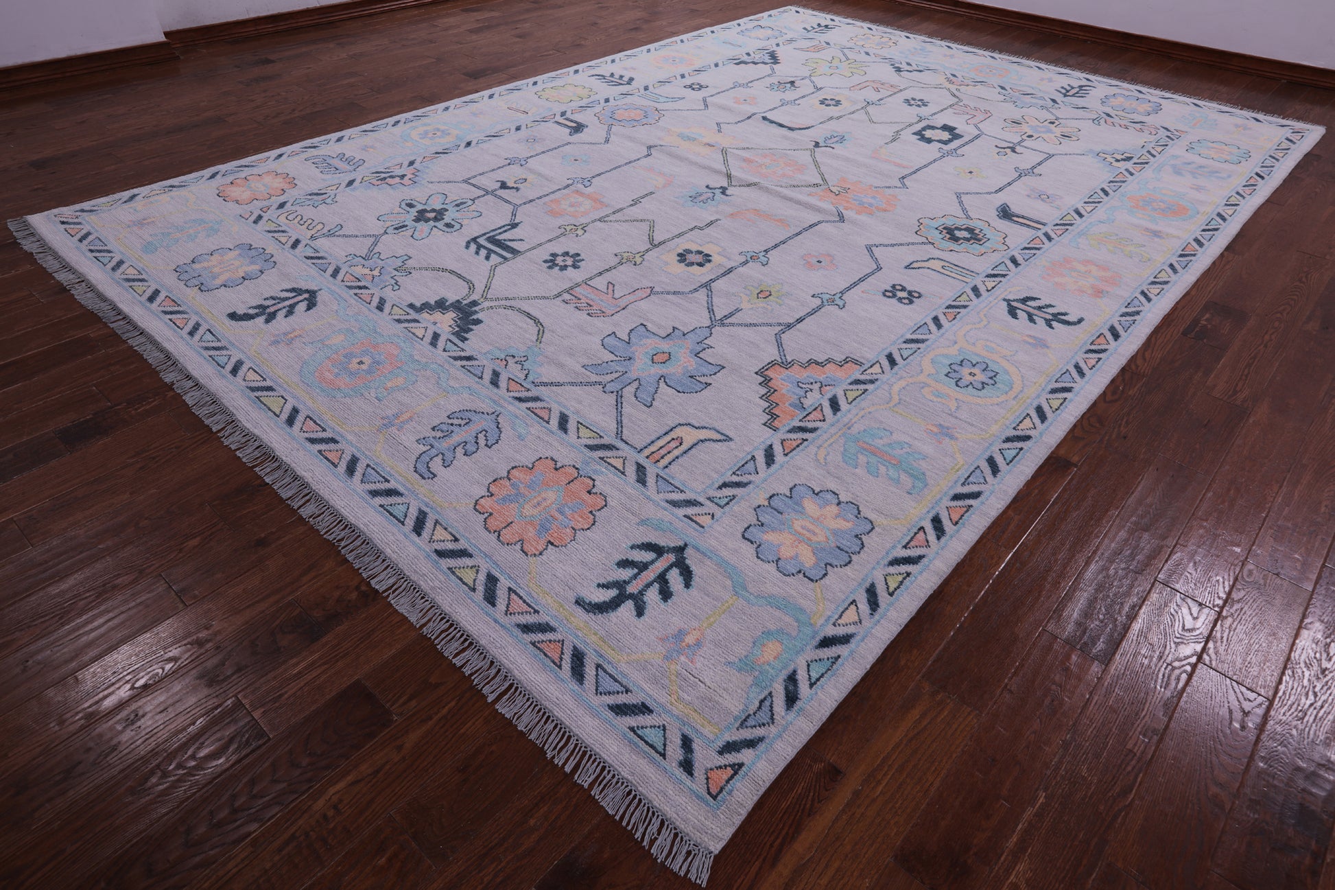 Grey Turkish Oushak Hand Knotted Wool Rug - 10' 0" X 14' 5" - Golden Nile