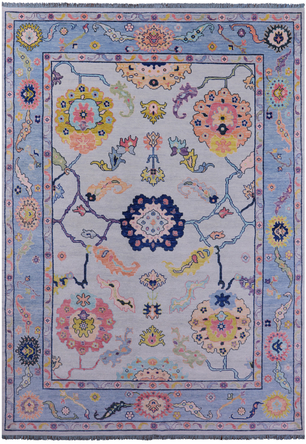 Grey Turkish Oushak Handmade Wool Rug - 9' 10" X 13' 11" - Golden Nile