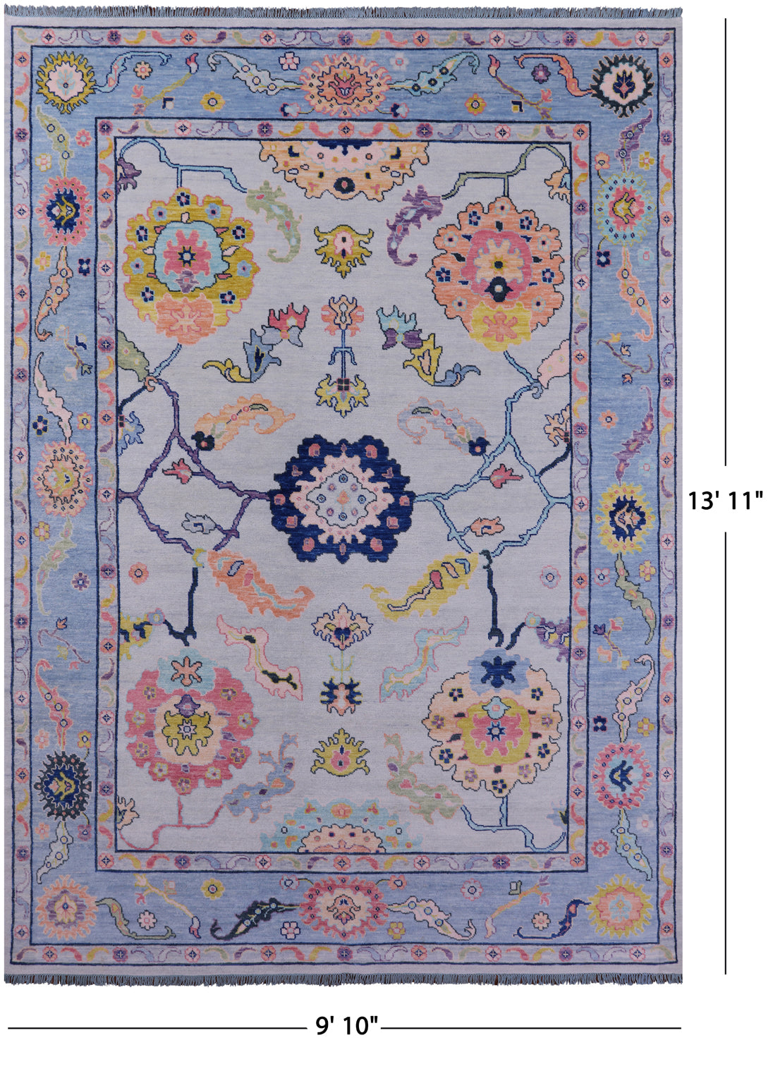 Grey Turkish Oushak Handmade Wool Rug - 9' 10" X 13' 11" - Golden Nile